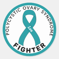 PCOS Fighter Ribbon White Round Sticker
