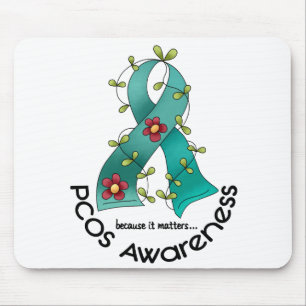 PCOS Flower Ribbon Mouse Pad