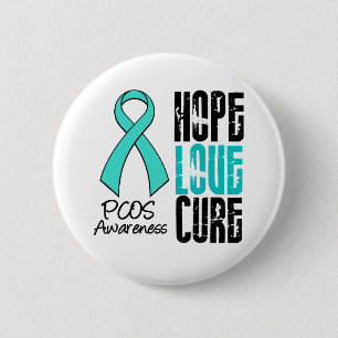 PCOS Hope Love Cure Ribbon 6 Cm Round Badge