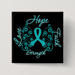 PCOS Hope Motto Butterfly 15 Cm Square Badge