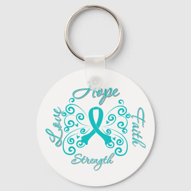 PCOS Hope Motto Butterfly Key Ring (Front)