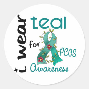 PCOS I Wear Teal For Awareness 43 Classic Round Sticker