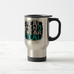 PCOS Real Men Wear Teal Polycystic Ovarian Syndrom Travel Mug