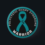 PCOS Warrior Ribbon Black Button<br><div class="desc">PCOS Warrior Ribbon Black Button for awareness and support for women fighting polycystic ovary syndrome.</div>