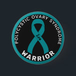 PCOS Warrior Ribbon Black Button<br><div class="desc">PCOS Warrior Ribbon Black Button for awareness and support for women fighting polycystic ovary syndrome.</div>