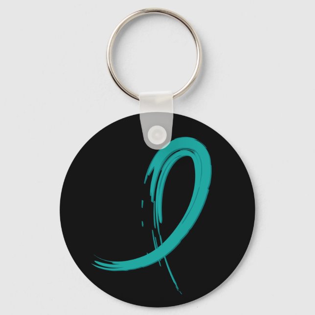 PCOS's Teal Ribbon A4 Key Ring (Front)