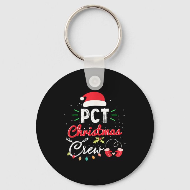 Pct Christmas Crew Fun Patient Care Tech Matching  Key Ring (Front)