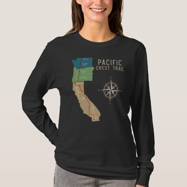 Pct  Pacific Crest Trail Hiking Map  1 T-Shirt (Front)