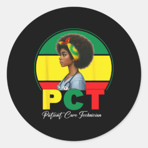 Pct Patient Care Technician Afro Black History Mon Classic Round Sticker