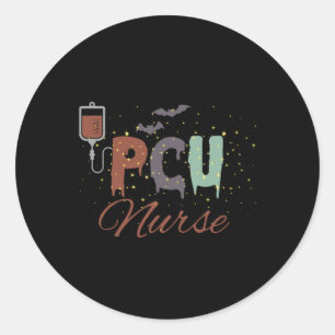 PCU Nurse Halloween Retro Nurse Progressive Care U Classic Round Sticker