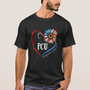 Pcu Progressive Care Unit Sunflower Stethoscope He T-Shirt