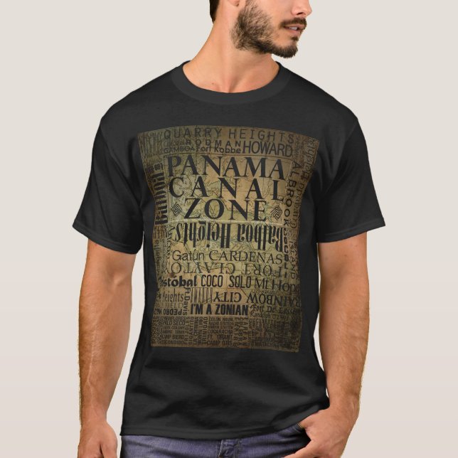 PCZ – Panama Canal Zone Locations with BG Map T-Shirt (Front)