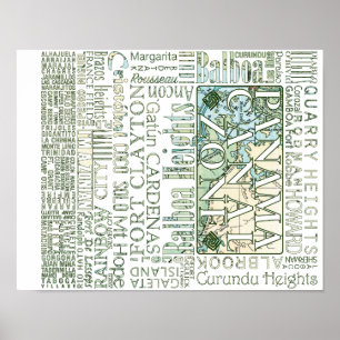 PCZ – Panama Canal Zone Locations with Map Poster