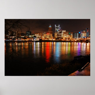 PDX City Skyline at night Poster