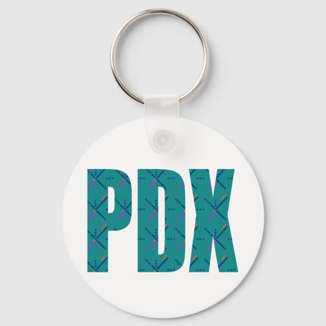 PDX Portland Airport Carpet Text Key Ring (Front)