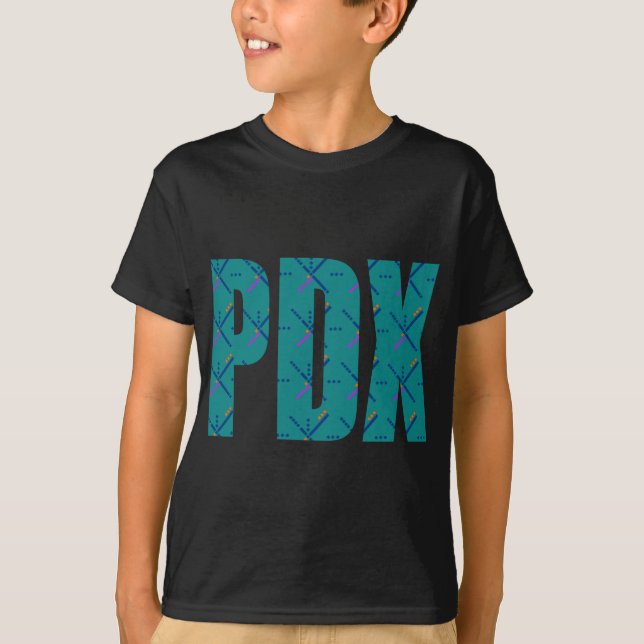 PDX Portland Airport Carpet Text T-Shirt (Front)