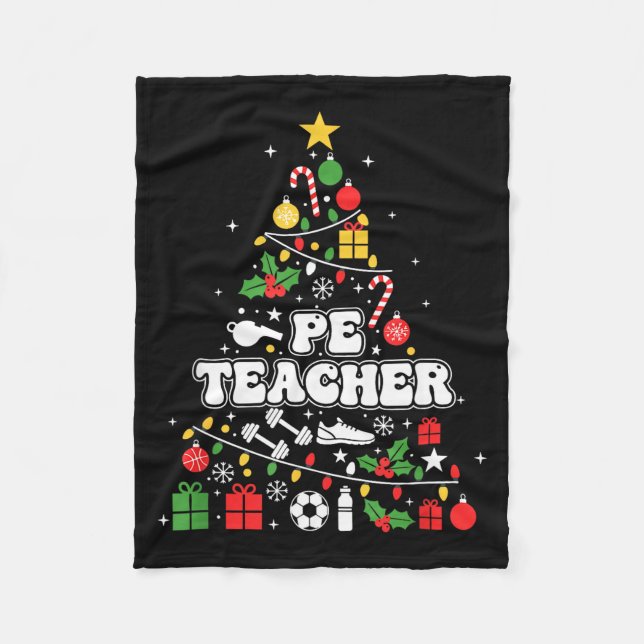 Pe Physical Education Teacher Christmas Tree Women Fleece Blanket (Front)