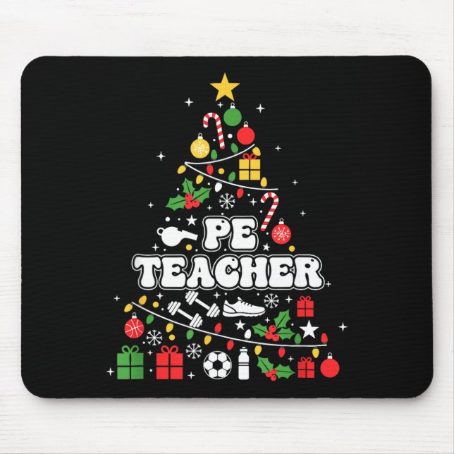 Pe Physical Education Teacher Christmas Tree Women Mouse Pad (Front)