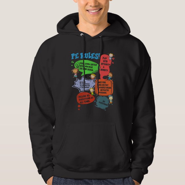 PE Rules Physical Education Teacher Back To School Hoodie (Front)