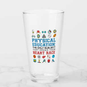 PE Teacher Phys Ed Gym Coach Heart Race Glass