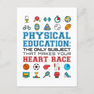 PE Teacher Phys Ed Gym Coach Heart Race Postcard
