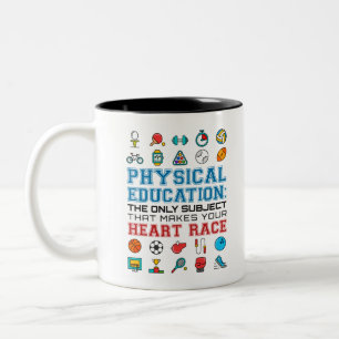 PE Teacher Phys Ed Gym Coach Heart Race Two-Tone Coffee Mug