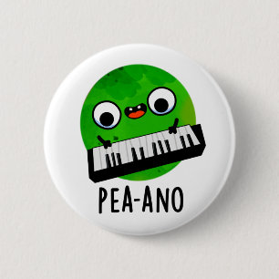 Pea-ano Funny Music Veggie Pea Pun  6 Cm Round Badge
