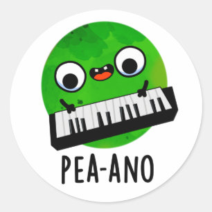 Pea-ano Funny Music Veggie Pea Pun Classic Round Sticker