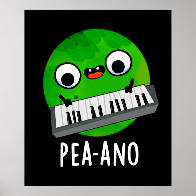 Pea-ano Funny Music Veggie Pea Pun Dark BG Poster (Front)