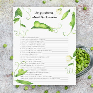 Pea baby shower - 20 questions about the parents