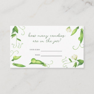 Pea baby shower - guess how many candies enclosure card