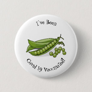 Pea cartoon illustration  6 cm round badge