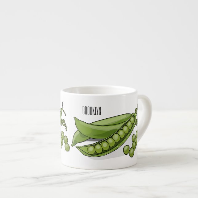 Pea cartoon illustration  espresso cup (Front Right)