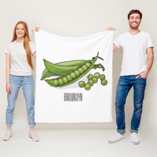 Pea cartoon illustration fleece blanket