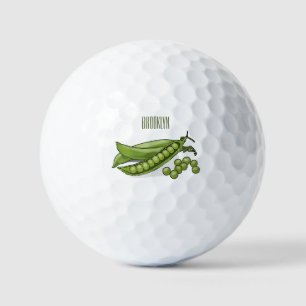 Pea cartoon illustration golf balls