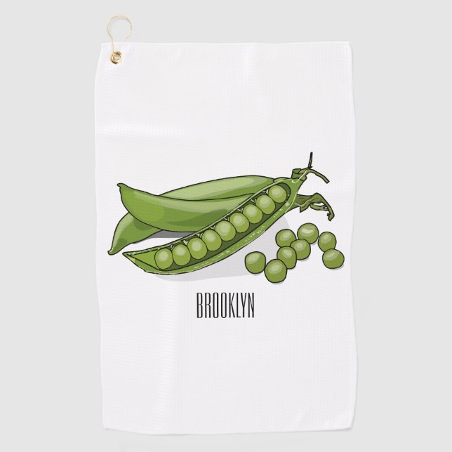 Pea cartoon illustration  golf towel (Front)