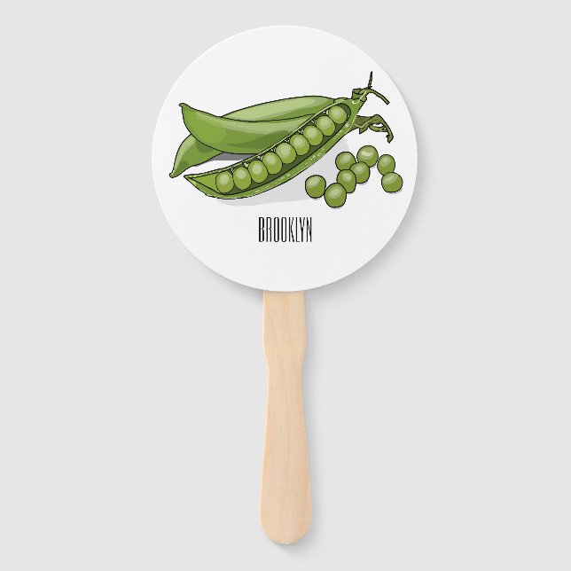 Pea cartoon illustration  hand fan (Front)