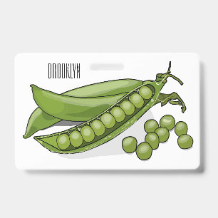 Pea cartoon illustration  ID badge