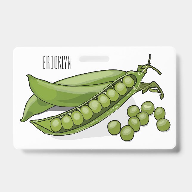 Pea cartoon illustration  ID badge (Front)
