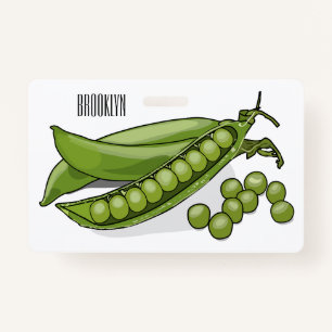 Pea cartoon illustration  ID badge