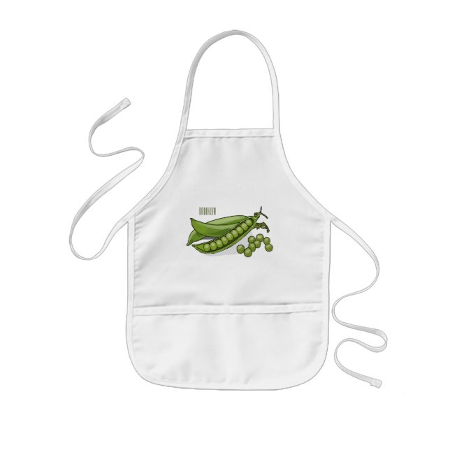 Pea cartoon illustration  kids apron (Front)