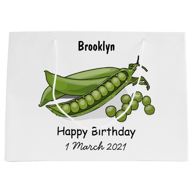 Pea cartoon illustration large gift bag (Front)