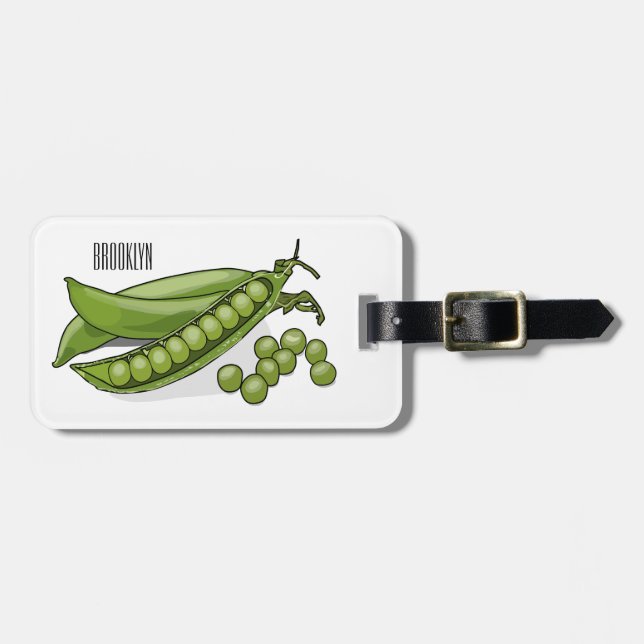 Pea cartoon illustration luggage tag (Front Horizontal)