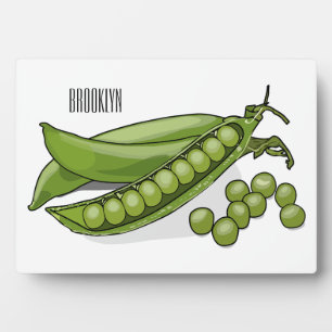 Pea cartoon illustration plaque