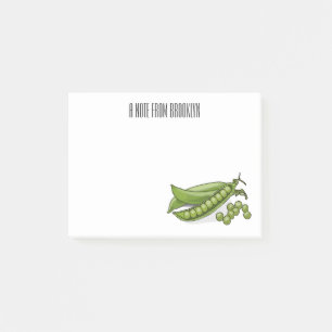 Pea cartoon illustration  post-it notes