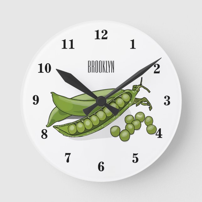 Pea cartoon illustration round clock (Front)
