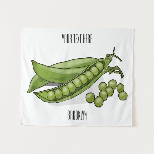 Pea cartoon illustration  tapestry (Front (Horizontal))