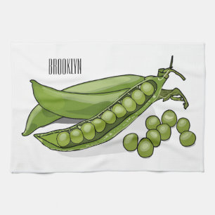 Pea cartoon illustration  tea towel