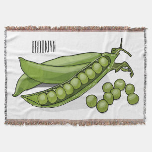 Pea cartoon illustration  throw blanket