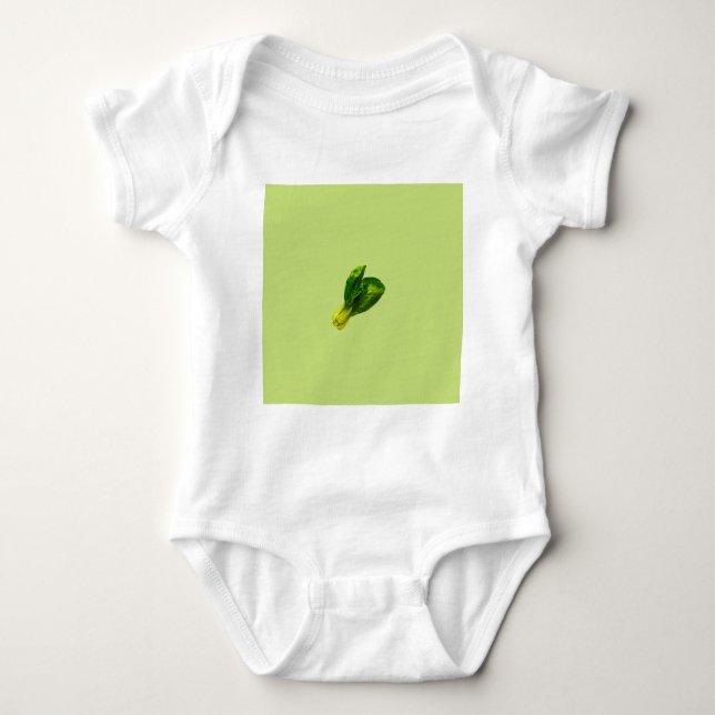 Pea Green Bok Choy Baby Bodysuit (Front)